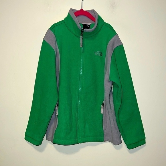 Girls THE NORTH FACE green zipper fleece outdoor jacket size Medium - Picture 1 of 7